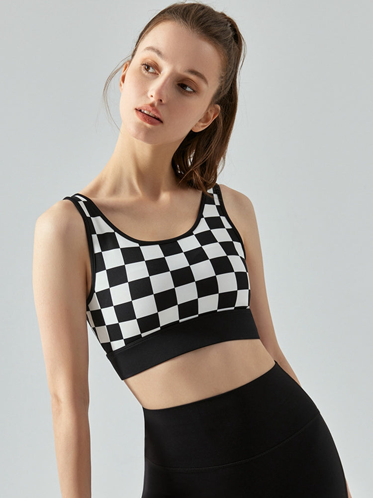 Racy Checkered Sports Bra